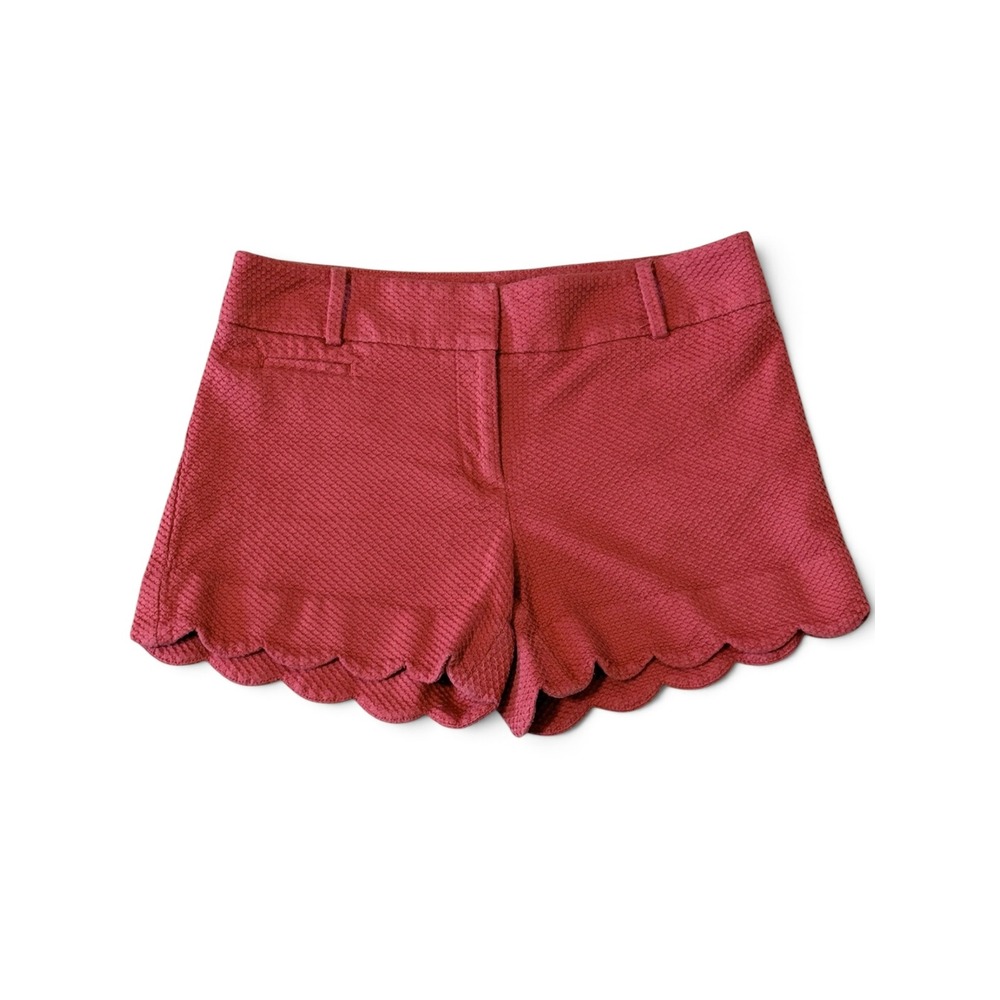 LOFT Outlet Womens Coral Pink Textured Scalloped Hem Shorts Size 2 4 Inch Inseam